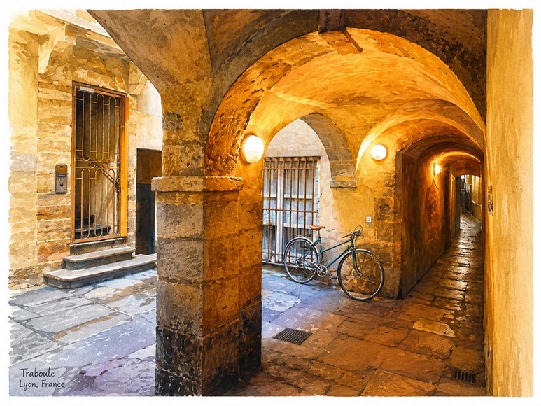 Lối đi traboule bí mật trong khu phố cổ Vieux Lyon